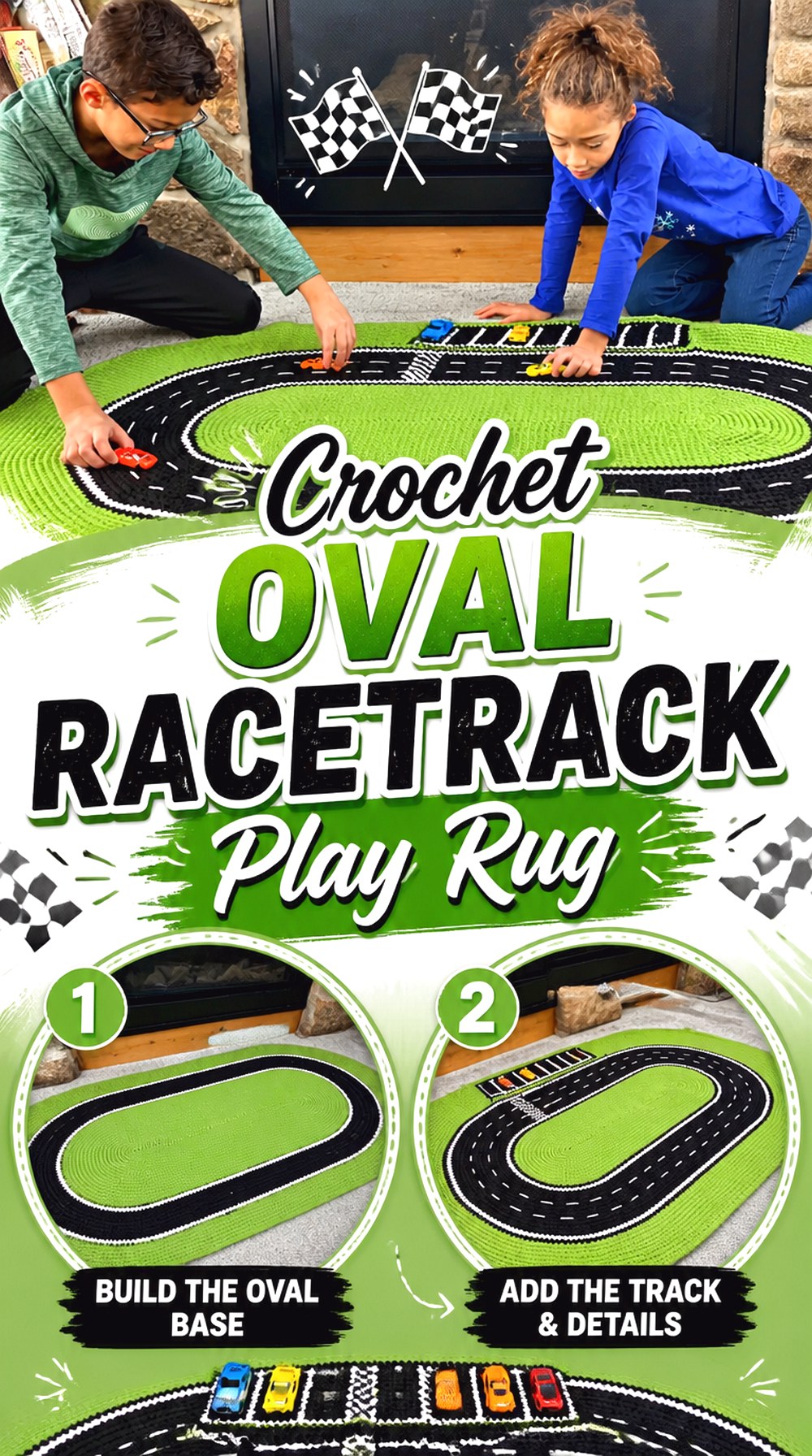 Crochet Oval Racetrack Play Rug