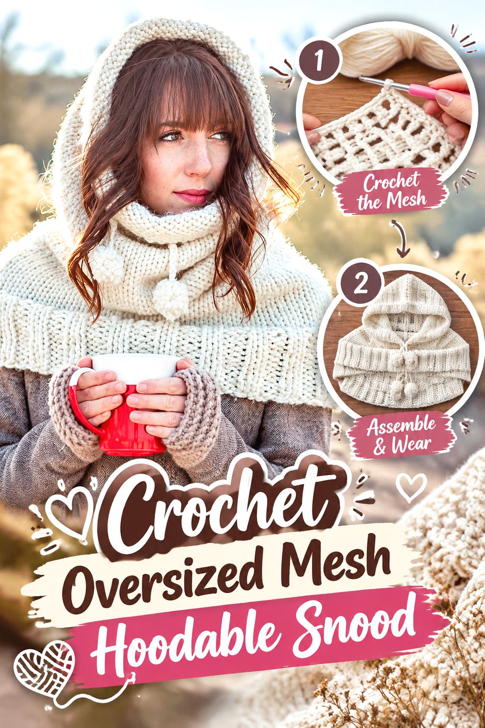 Crochet Oversized Mesh Hoodable Snood