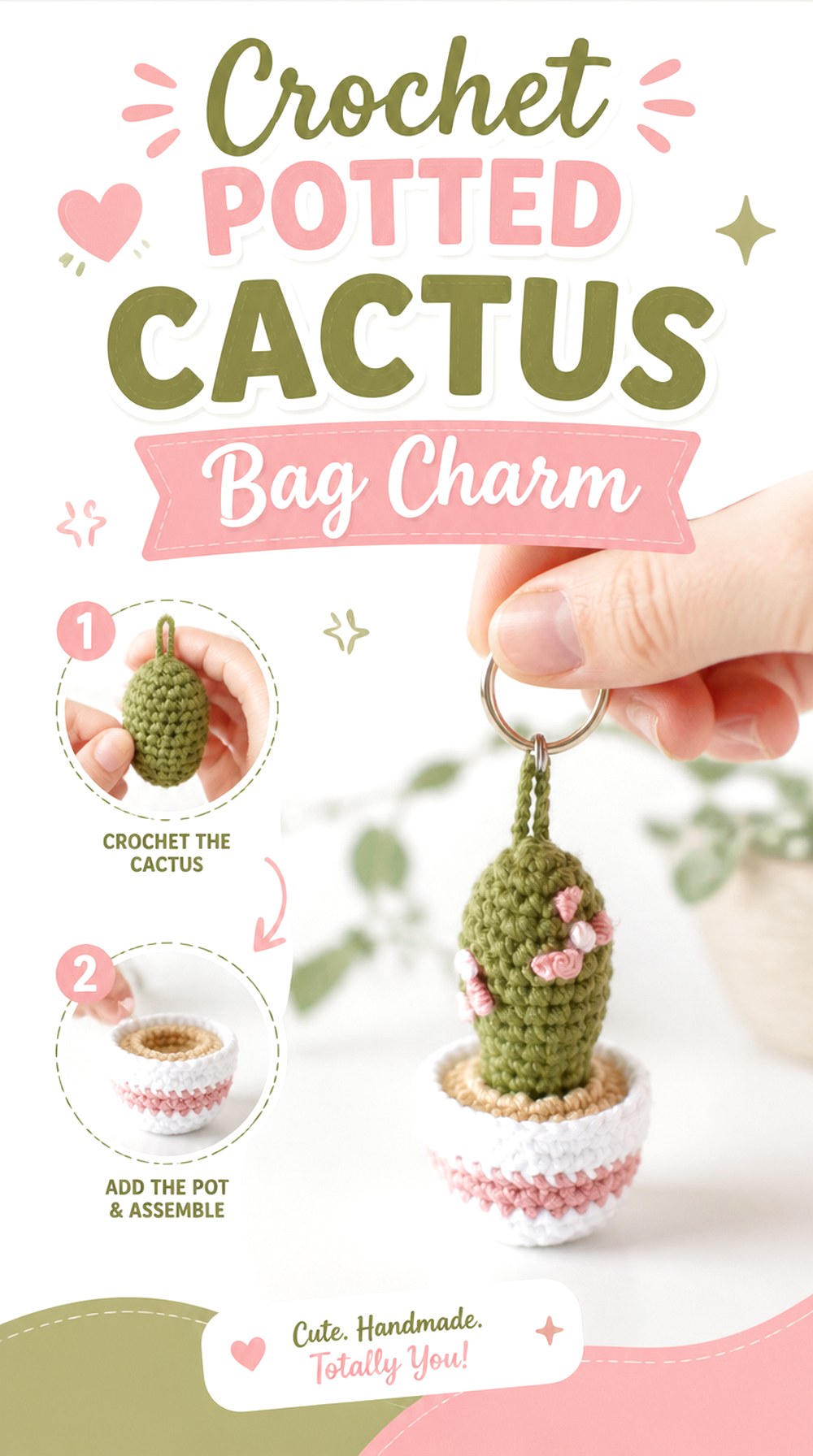Crochet Potted Cactus Bag Charm