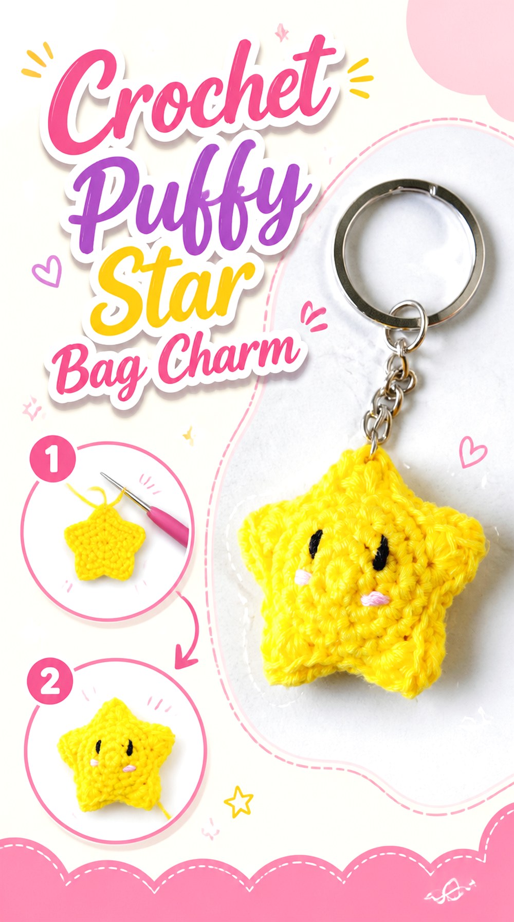 Crochet Puffy Star Bag Charm