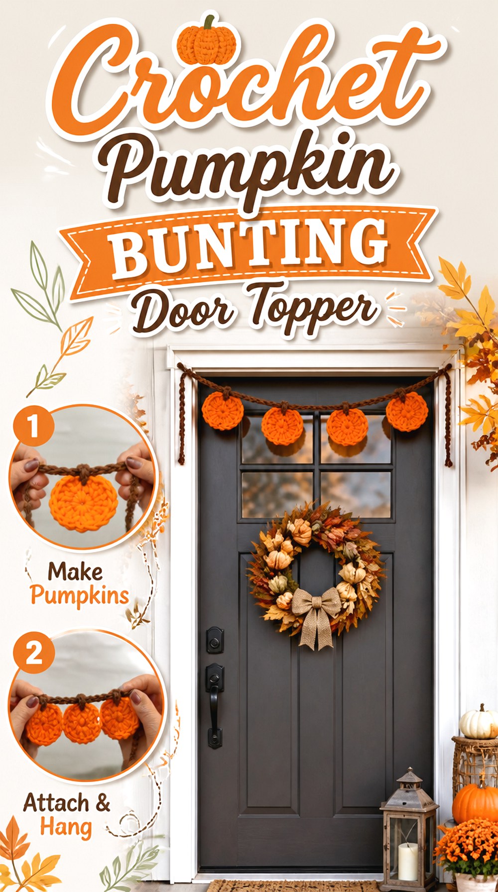 Crochet Pumpkin Bunting Door Topper