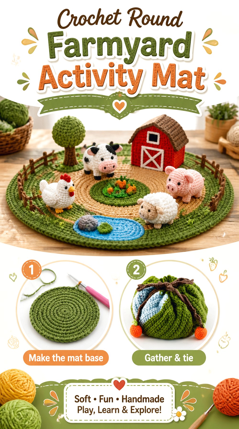 Crochet Round Farmyard Activity Mat