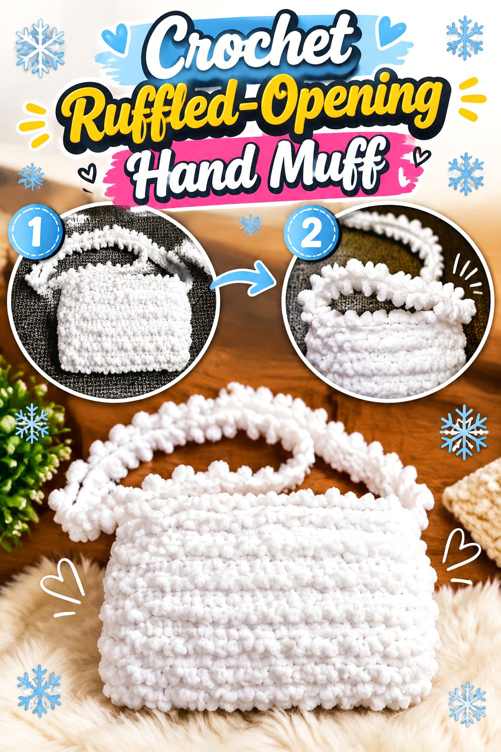 Crochet Ruffled Opening Hand Muff