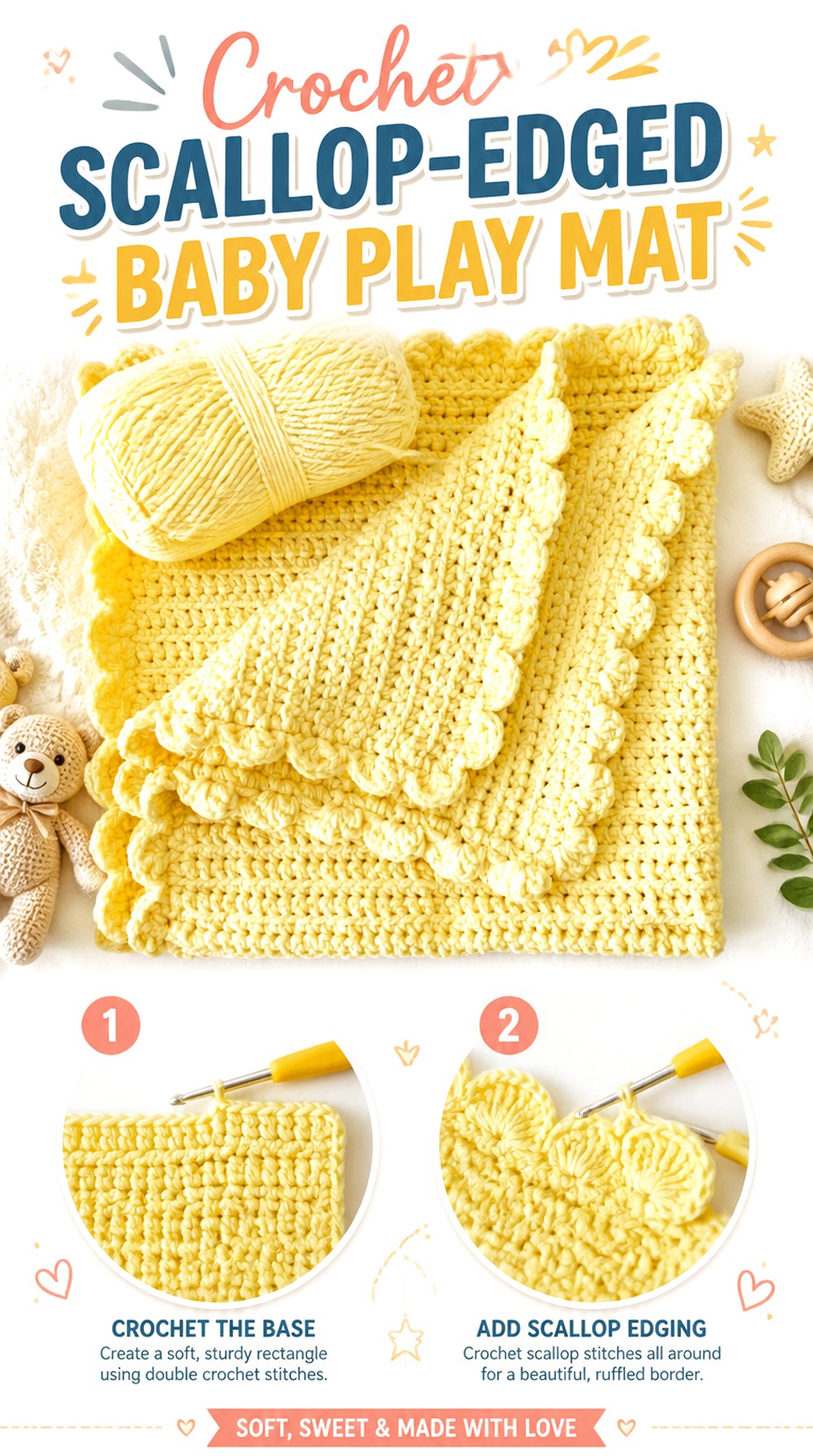 Crochet Scallop Edged Baby Play Mat