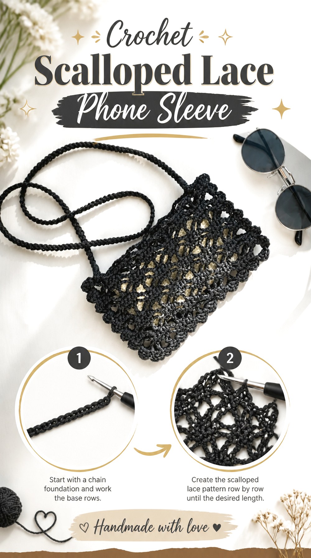 Crochet Scalloped Lace Phone Sleeve