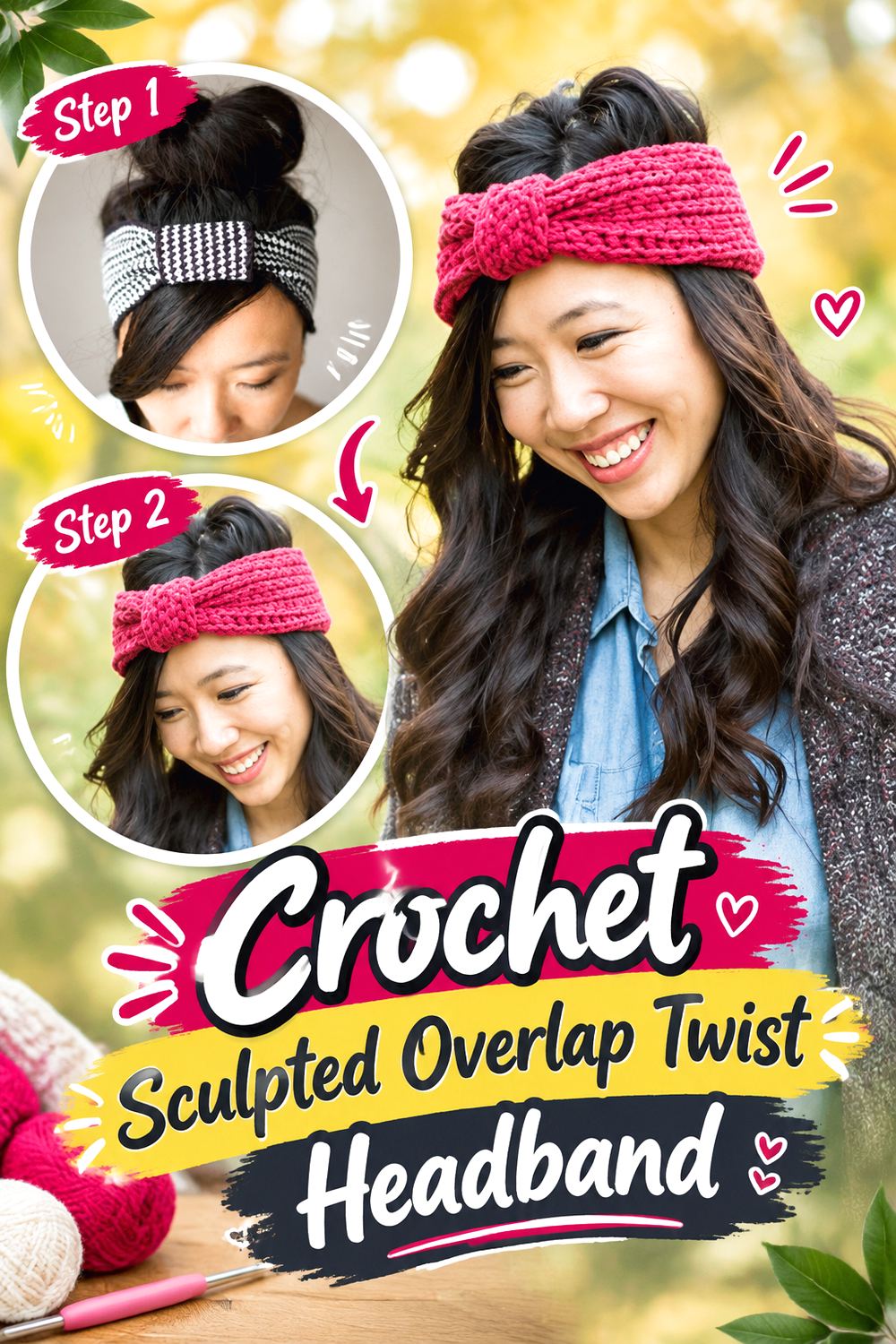 Crochet Sculpted Overlap Twist Headband