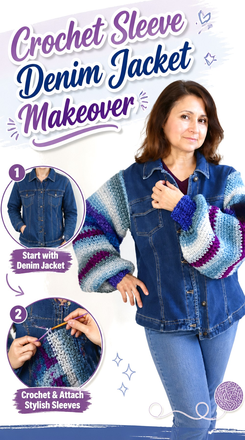 Crochet Sleeve Denim Jacket Makeover