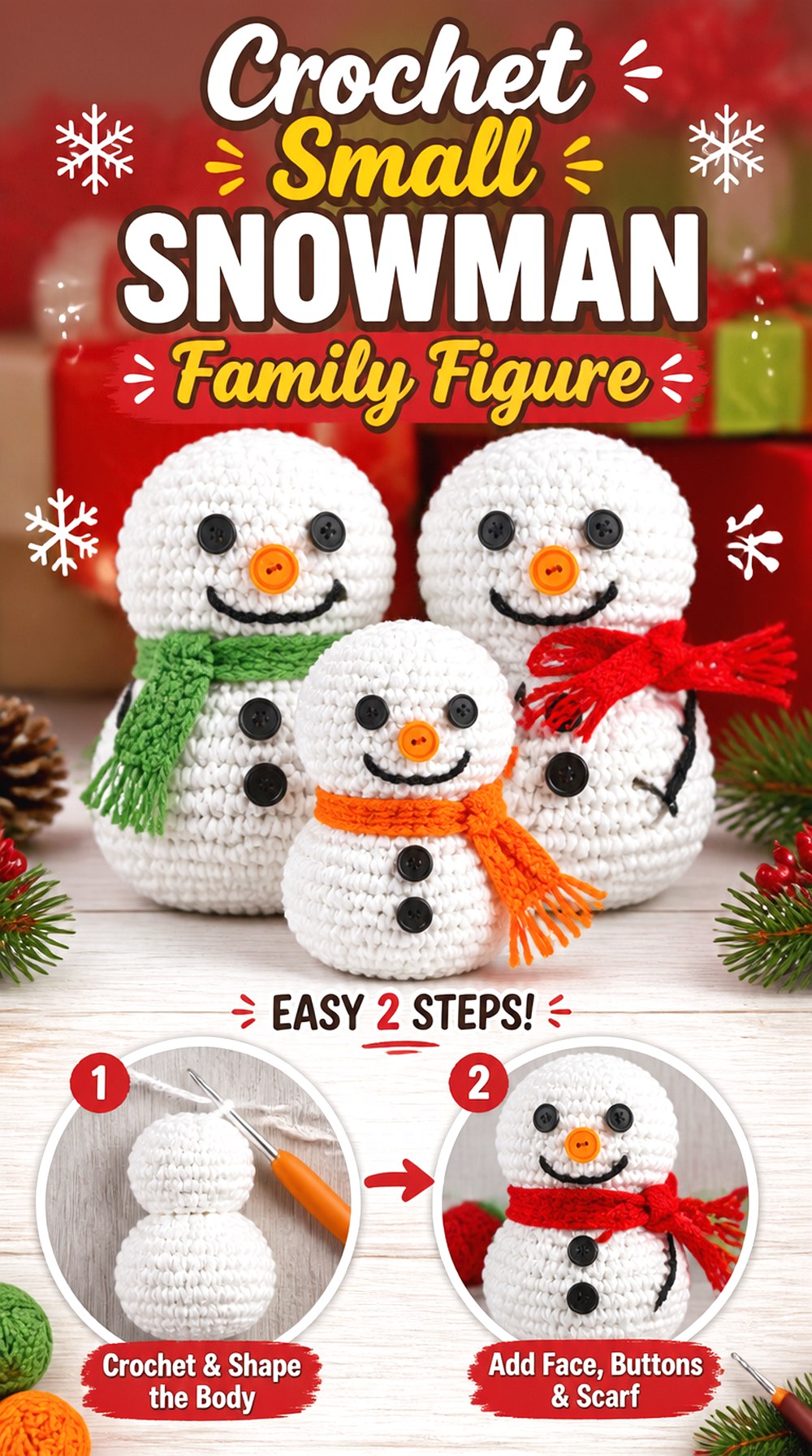 Crochet Small Snowman Family Figure