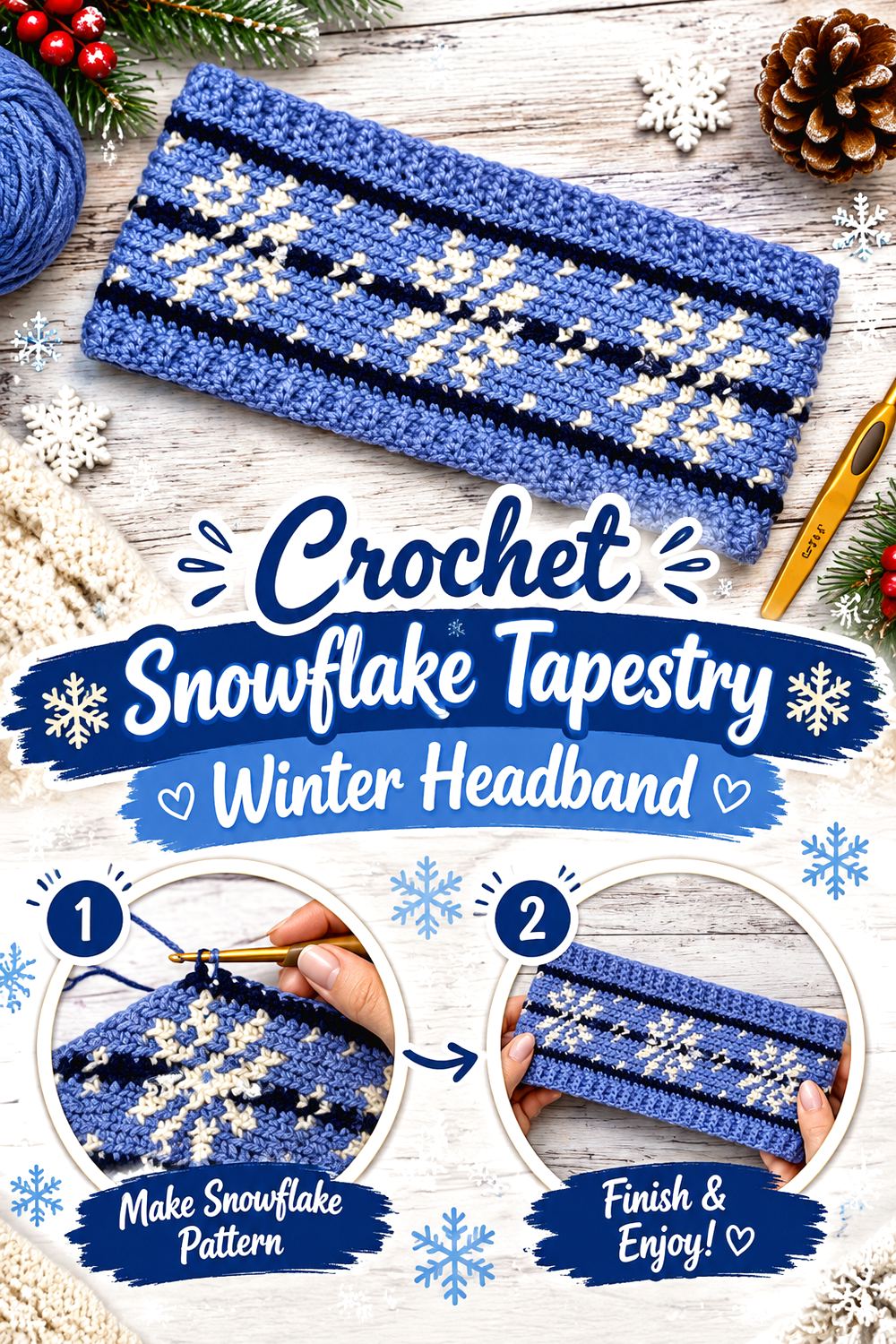 Crochet Snowflake Tapestry Winter Headband