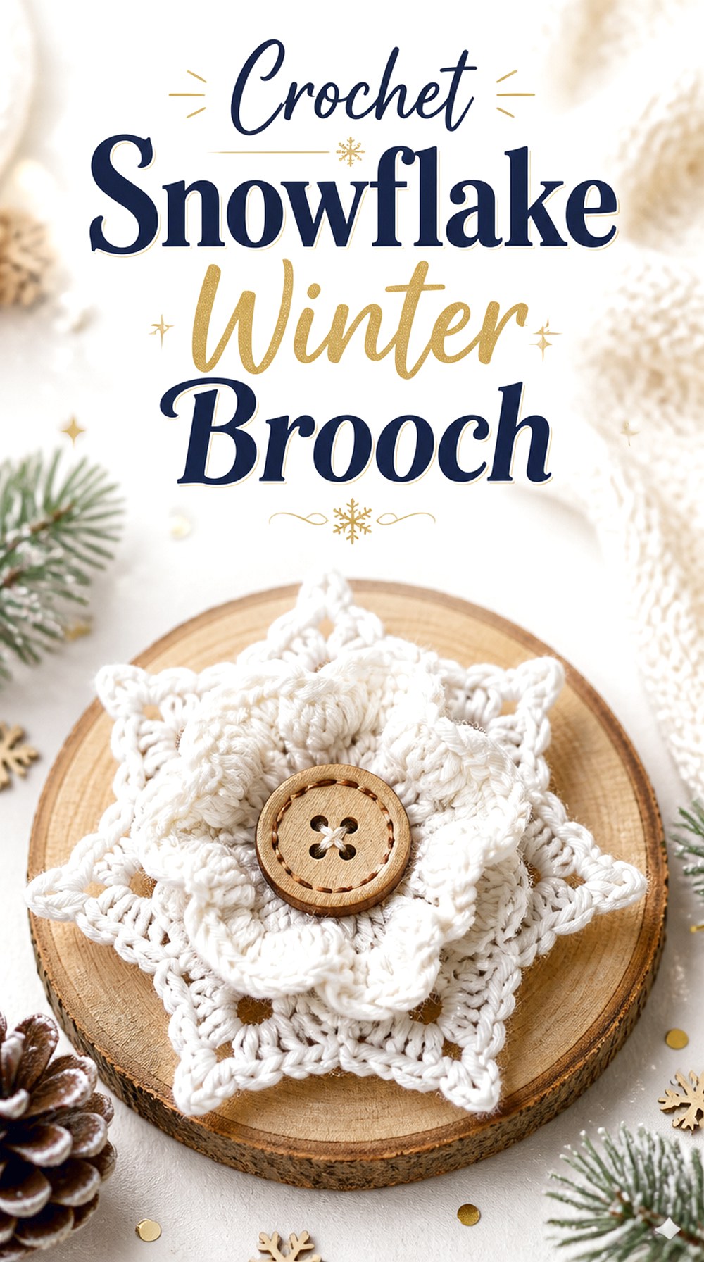 Crochet Snowflake Winter Brooch