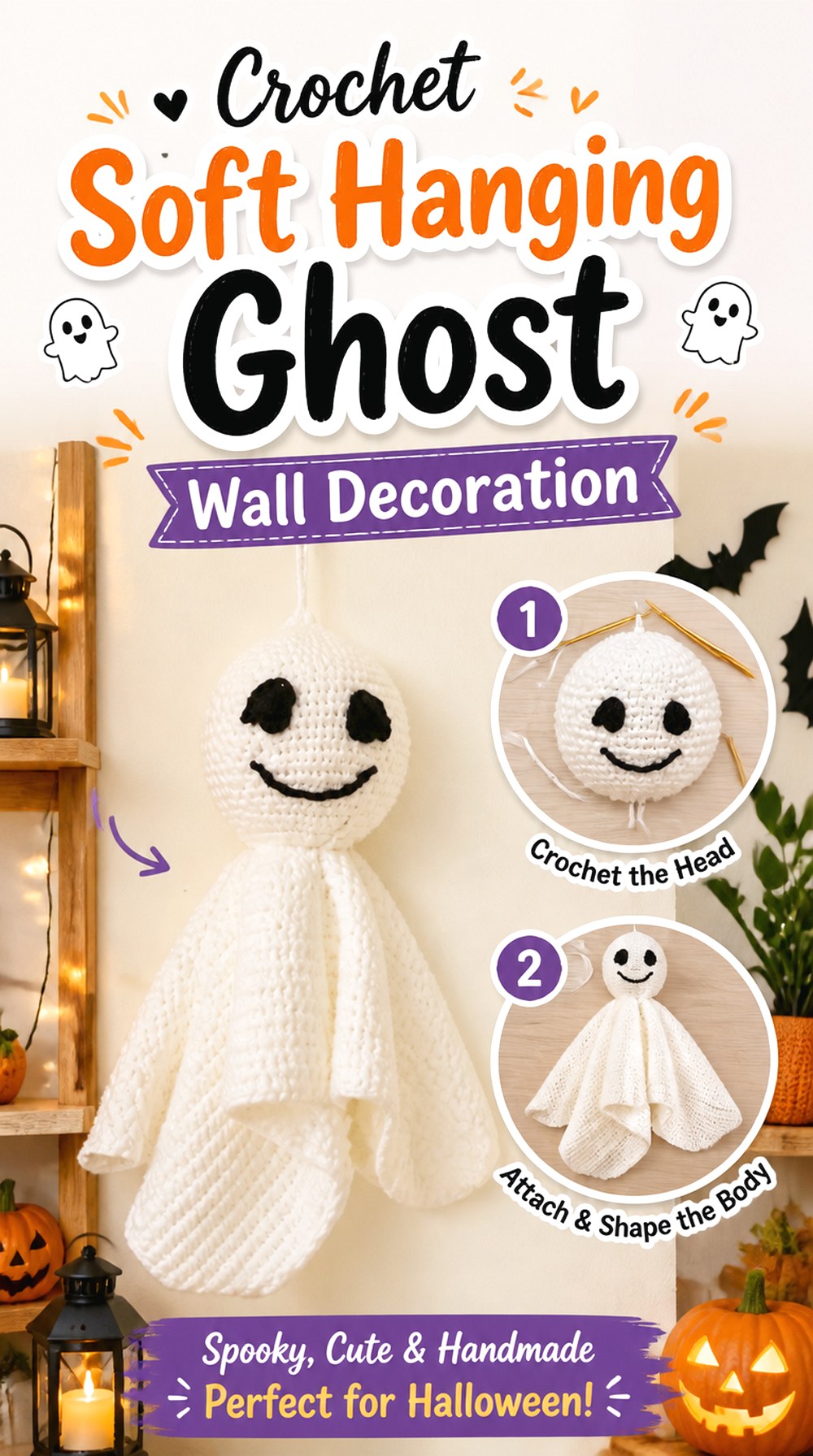 Crochet Soft Hanging Ghost Wall Decoration