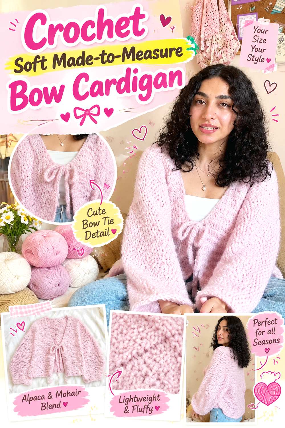 Crochet Soft Made to Measure Bow Cardigan