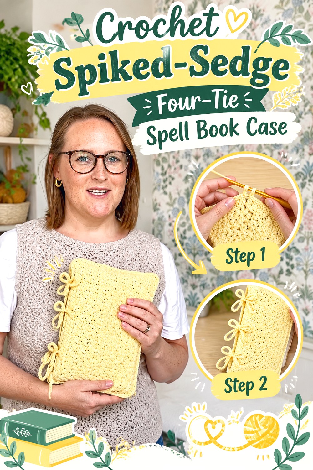 Crochet Spiked Sedge Four Tie Spell Book Case