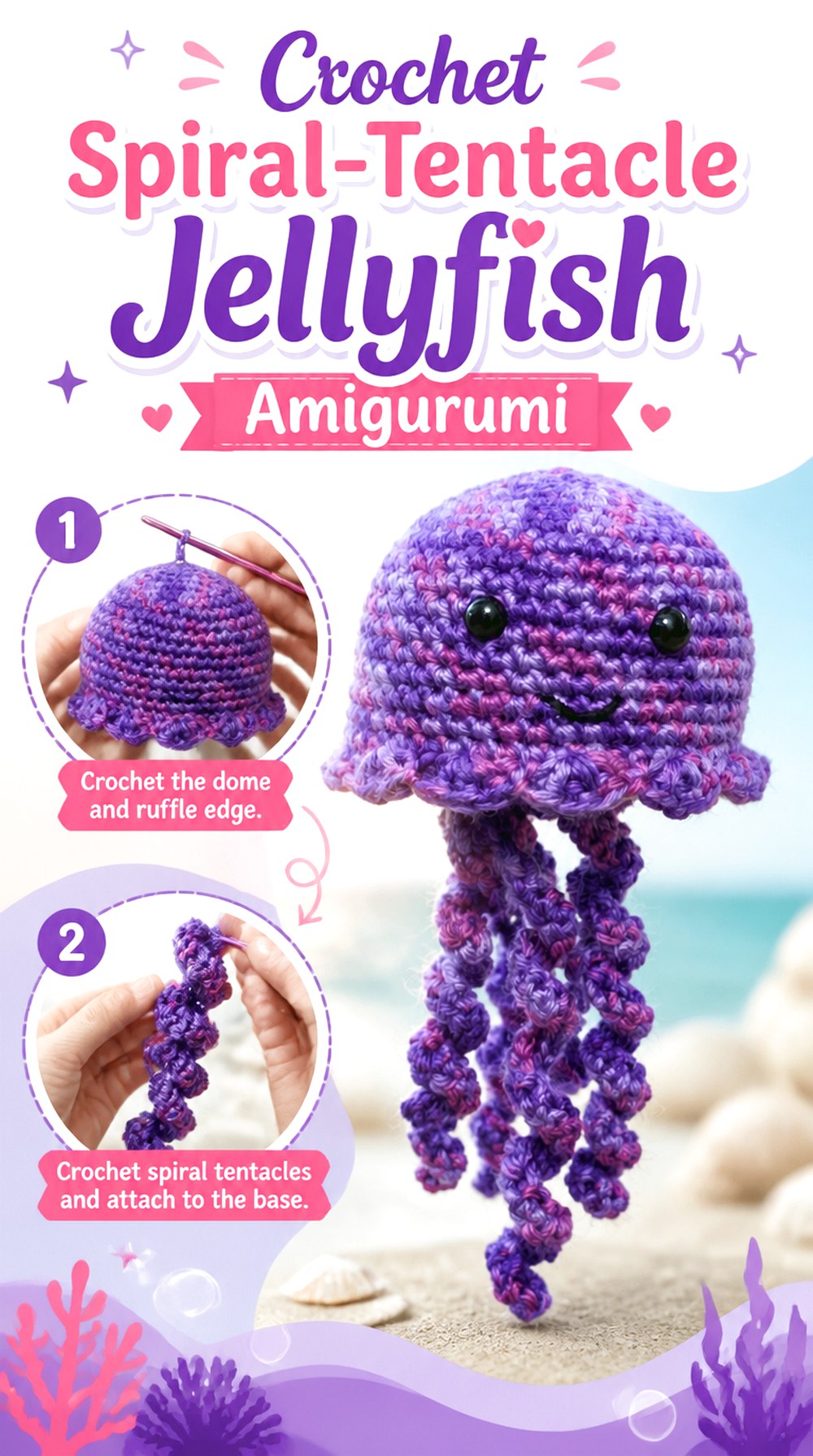 Crochet Spiral Tentacle Jellyfish Amigurumi