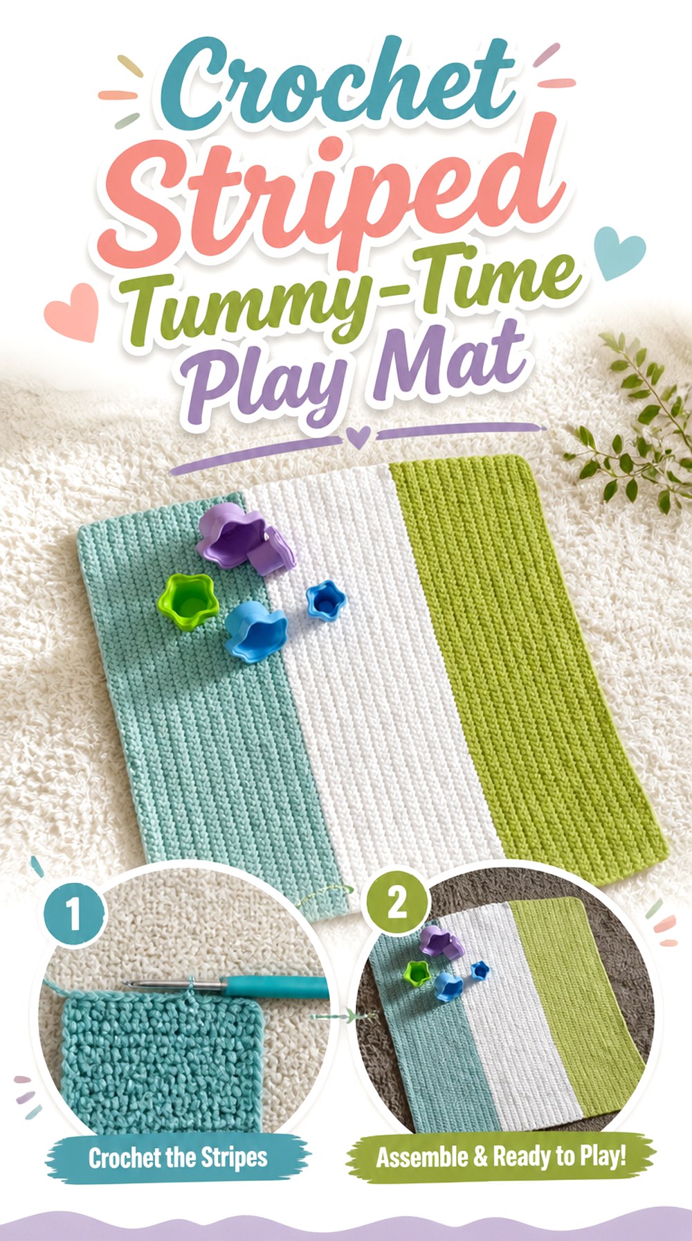 Crochet Striped Tummy Time Play Mat