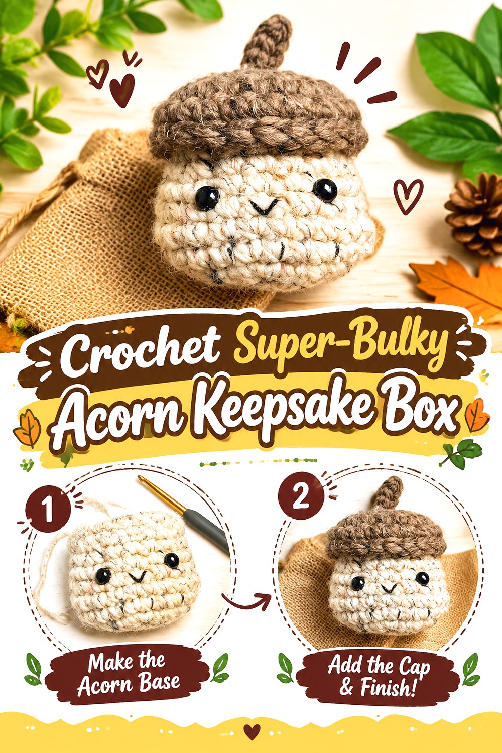 Crochet Super Bulky Acorn Keepsake Box