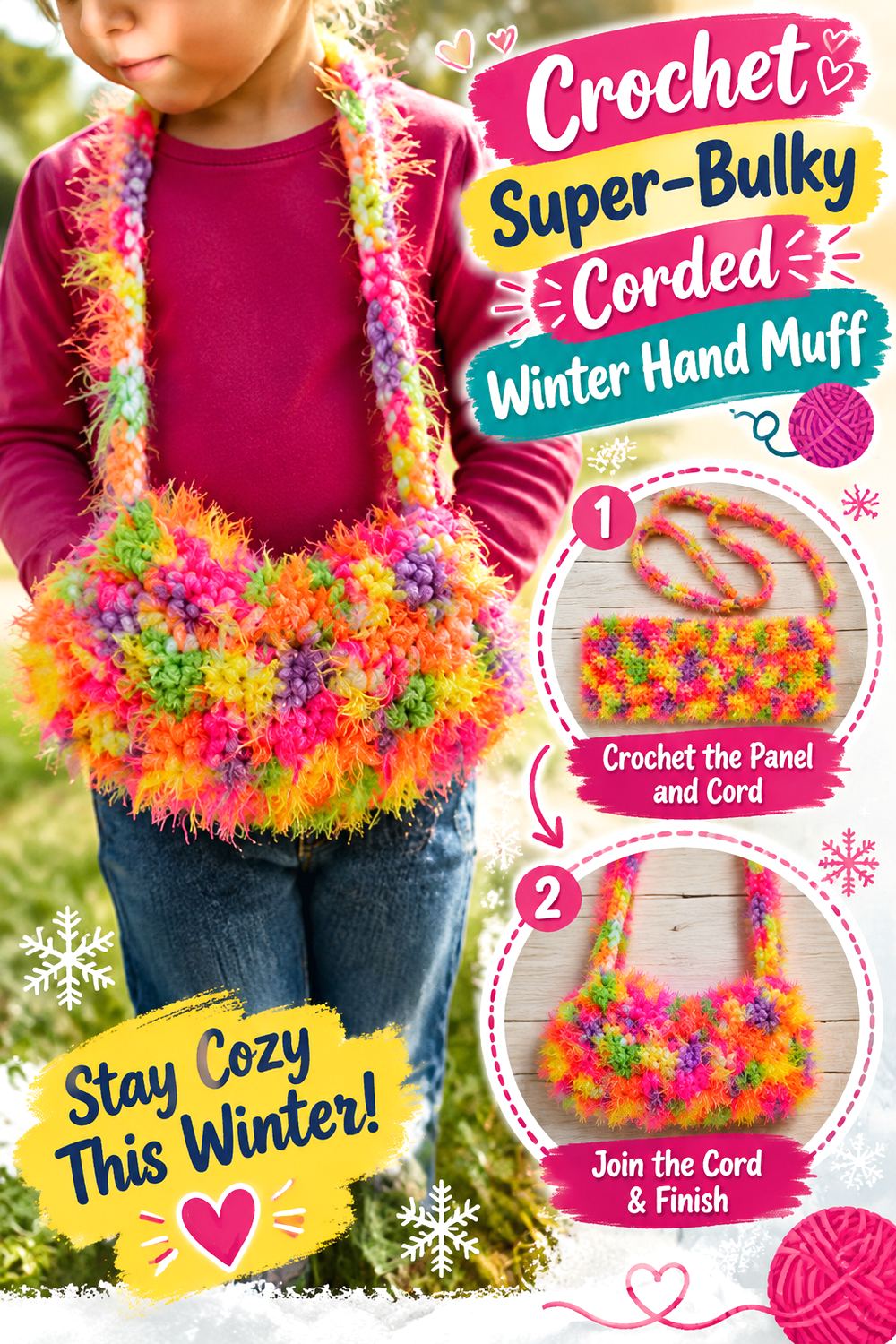 Crochet Super Bulky Corded Winter Hand Muff