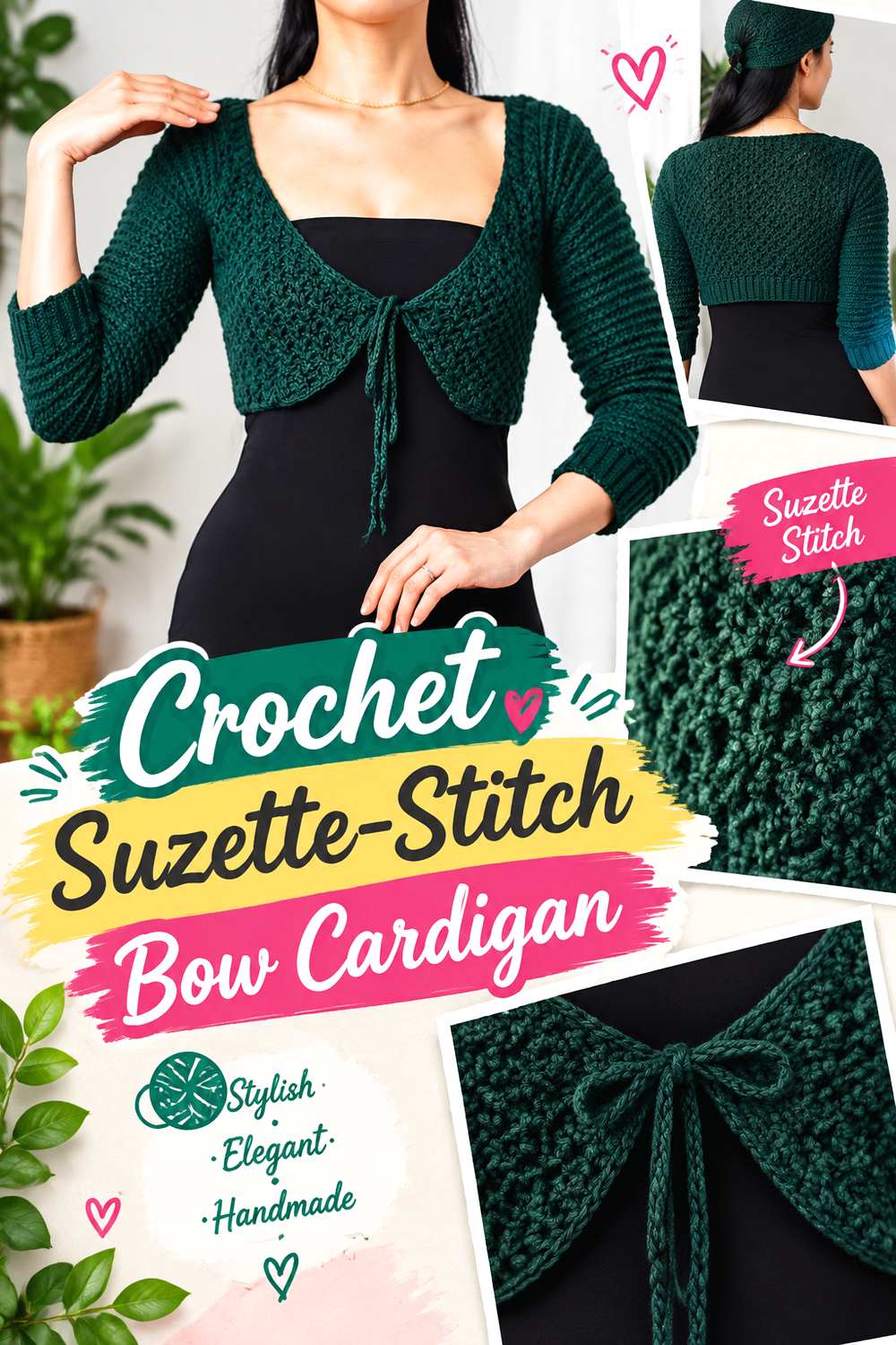 Crochet Suzette Stitch Bow Cardigan