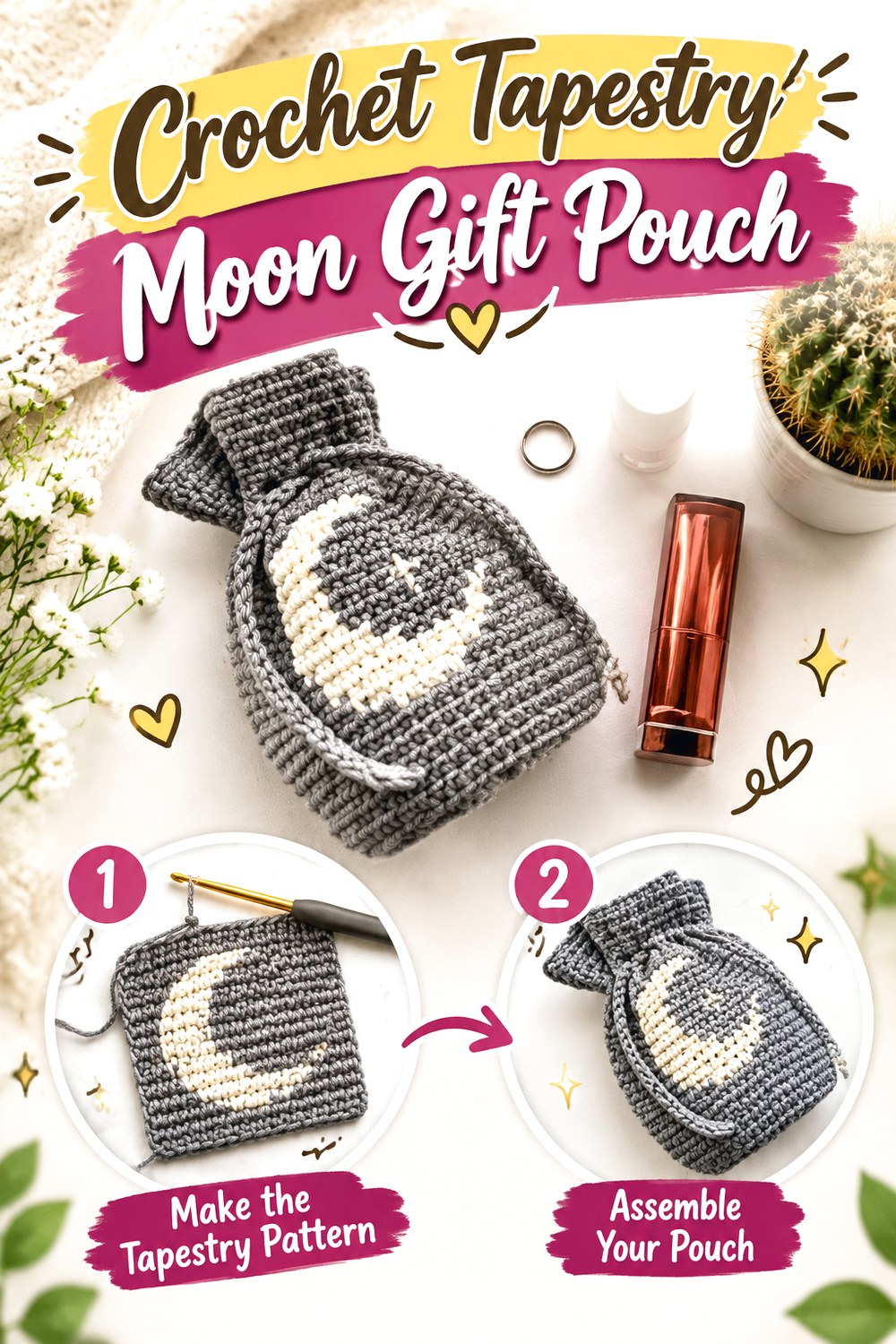 Crochet Tapestry Moon Gift Pouch