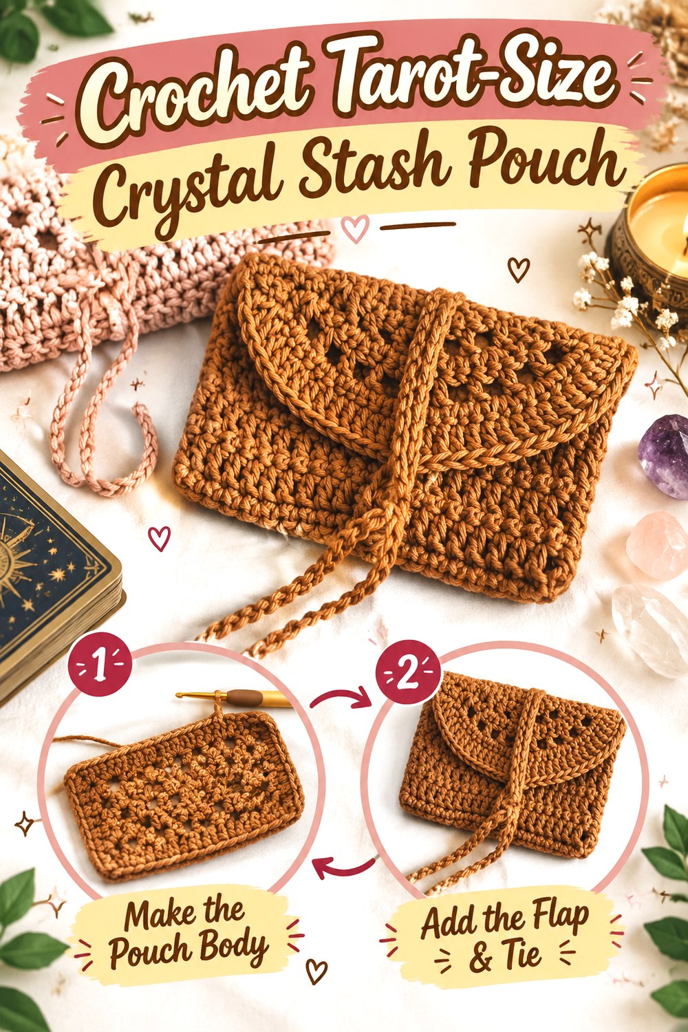 Crochet Tarot Size Crystal Stash Pouch