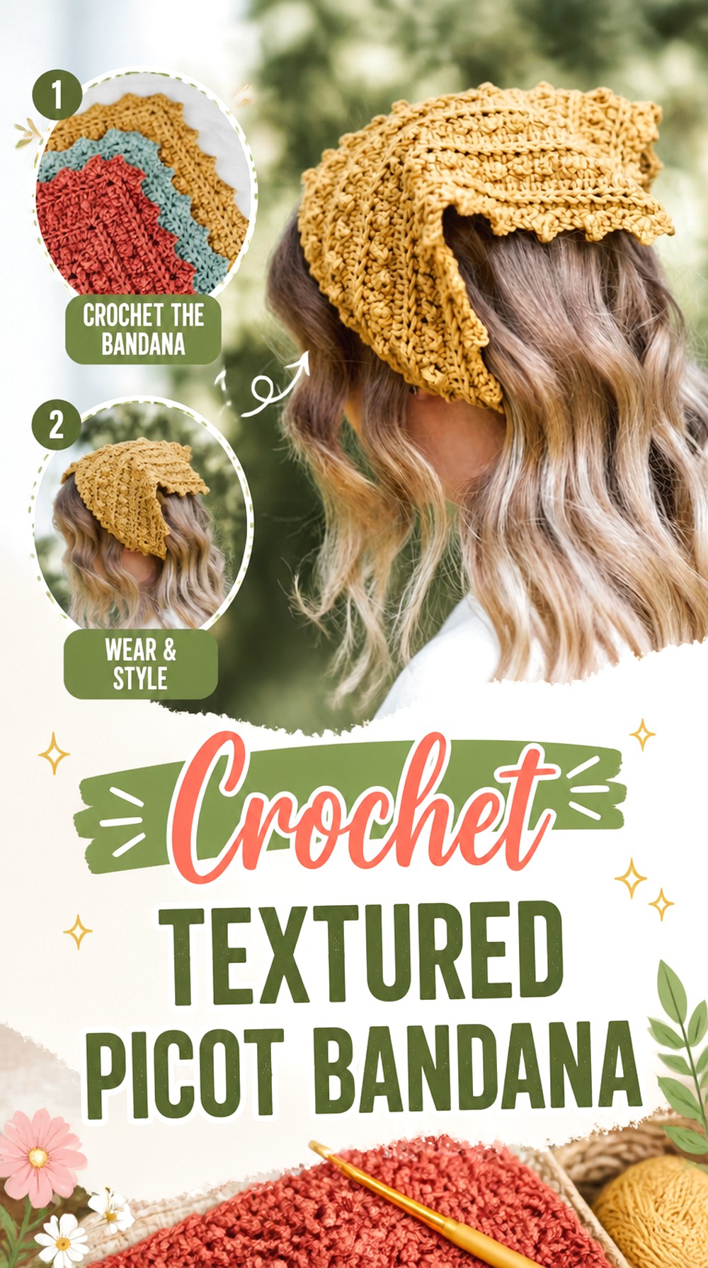Crochet Textured Picot Bandana