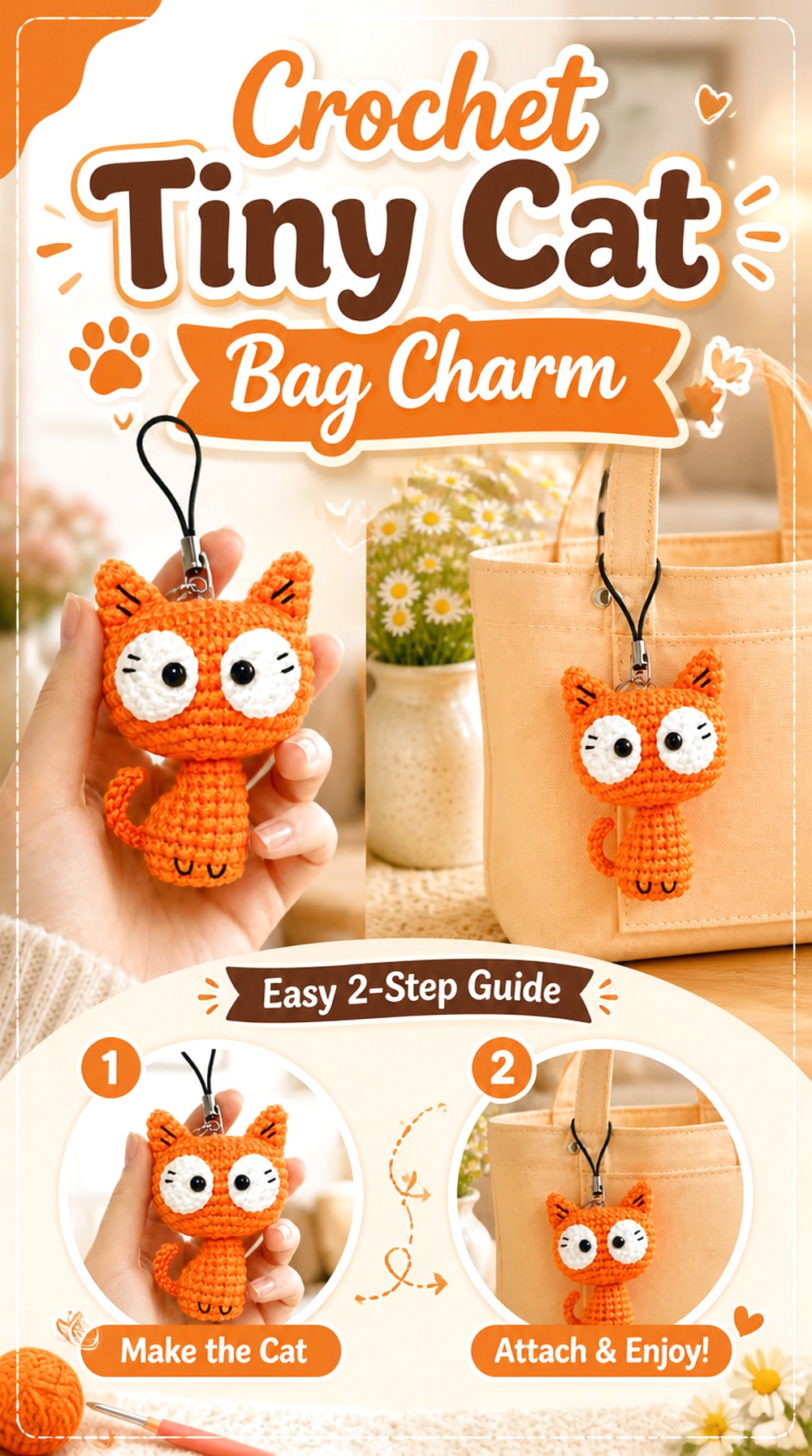 Crochet Tiny Cat Bag Charm