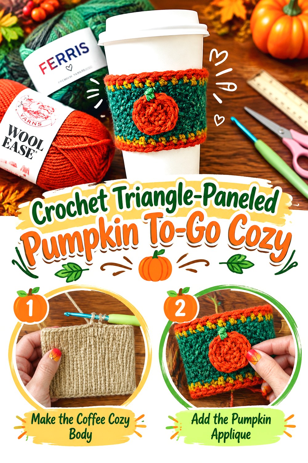 Crochet Triangle Paneled Pumpkin To Go Cozy