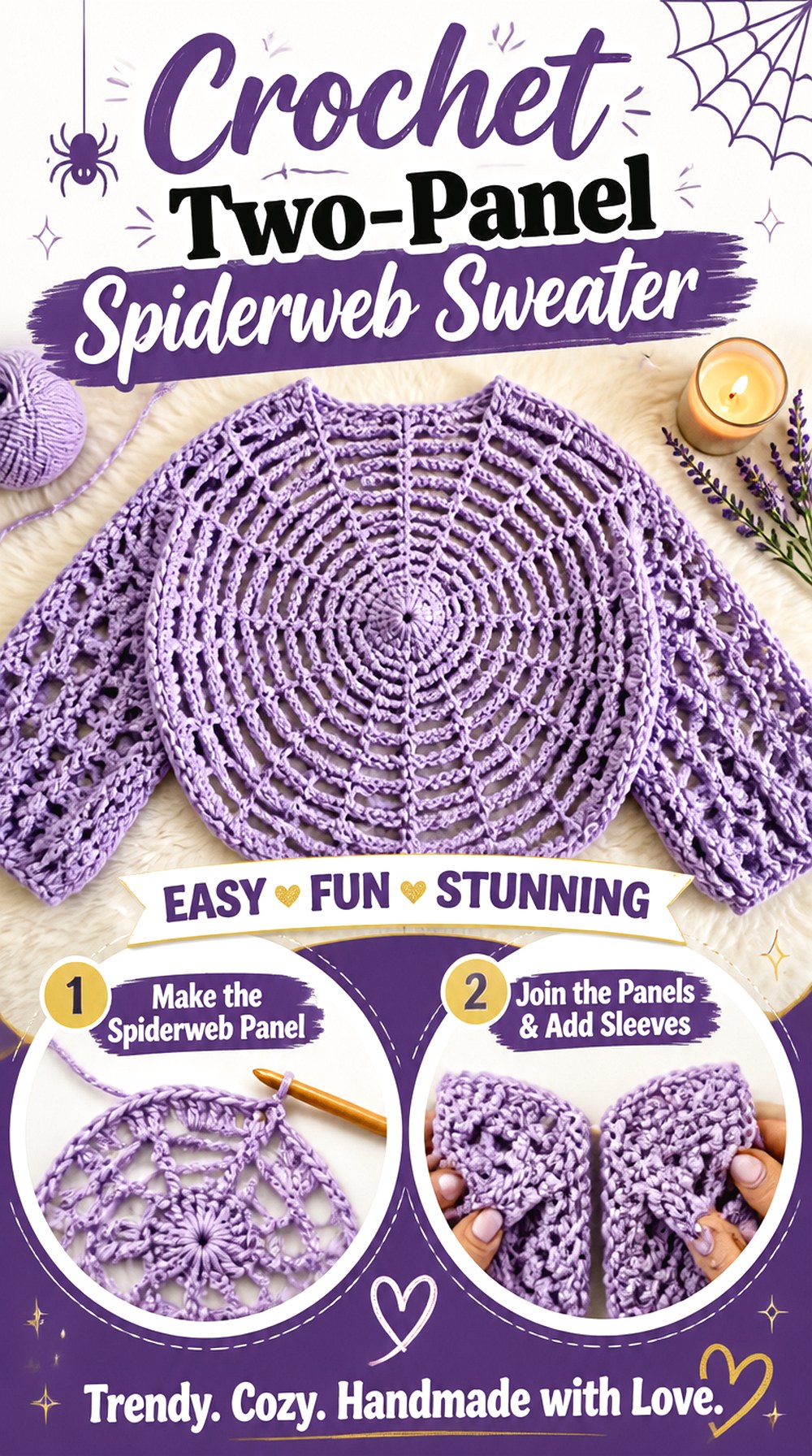Crochet Two Panel Spiderweb Sweater