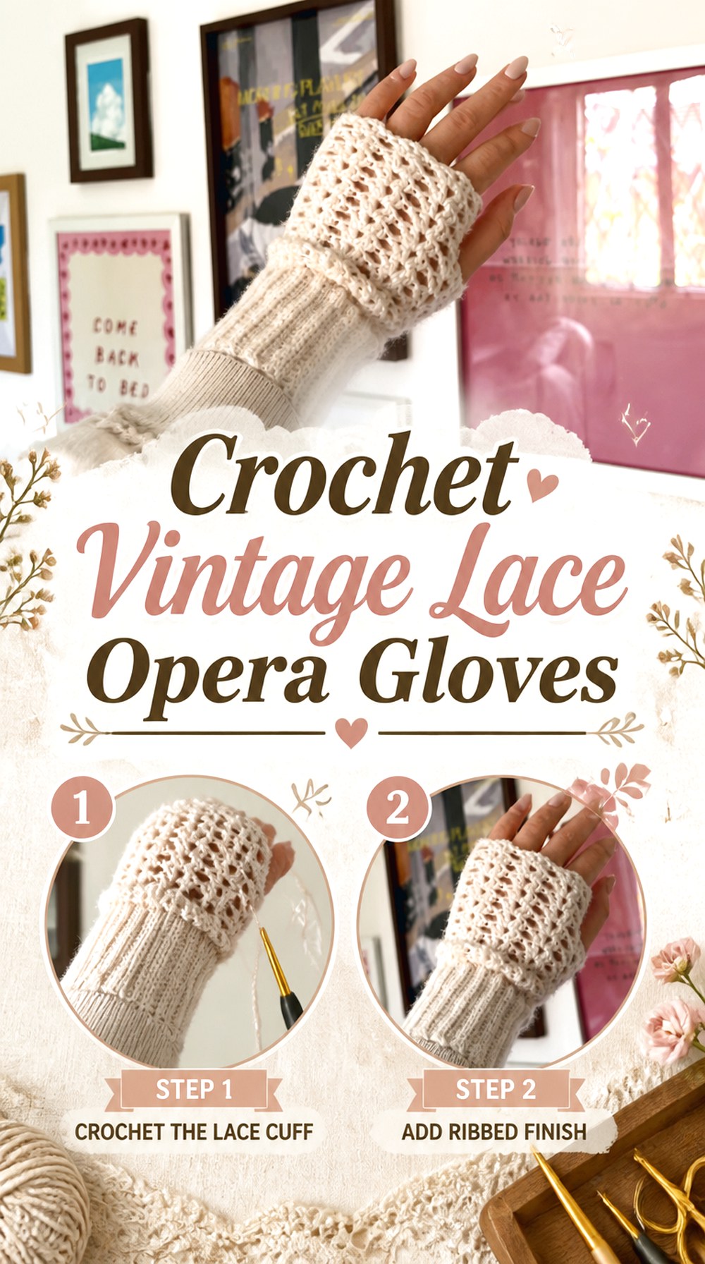 Crochet Vintage Lace Opera Gloves