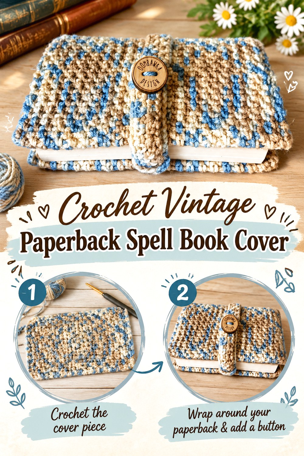 Crochet Vintage Paperback Spell Book Cover