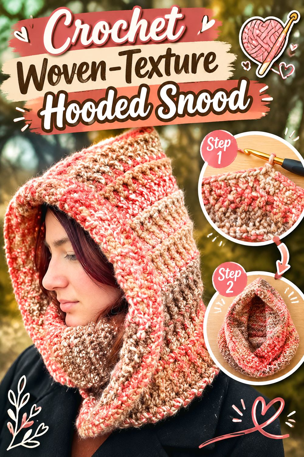 Crochet Woven Texture Hooded Snood