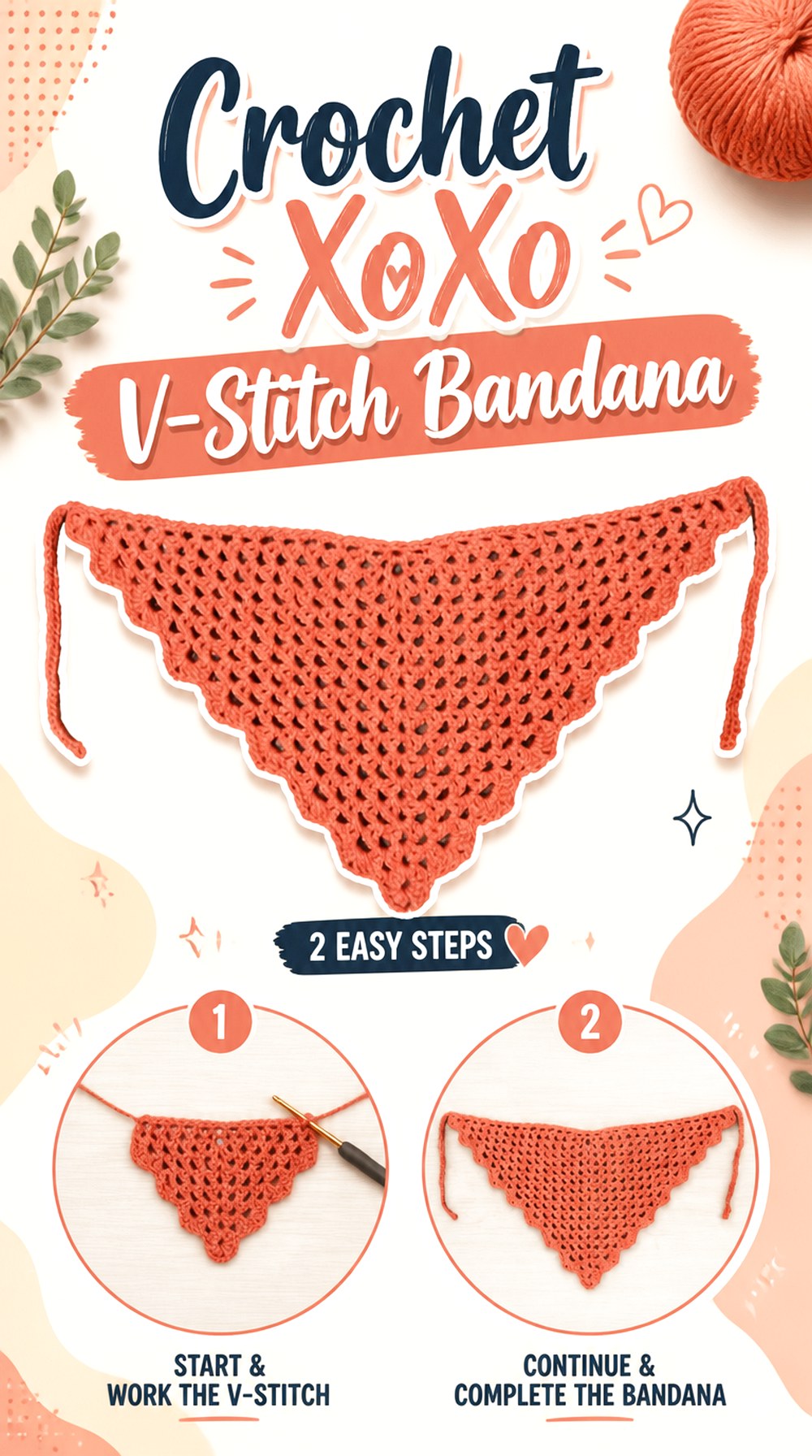 Crochet XoXo V Stitch Bandana