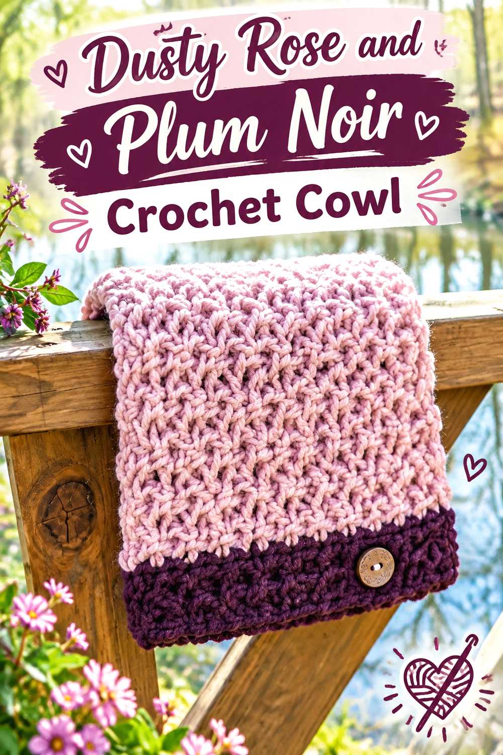 18. Dusty Rose And Plum Noir Crochet Cowl