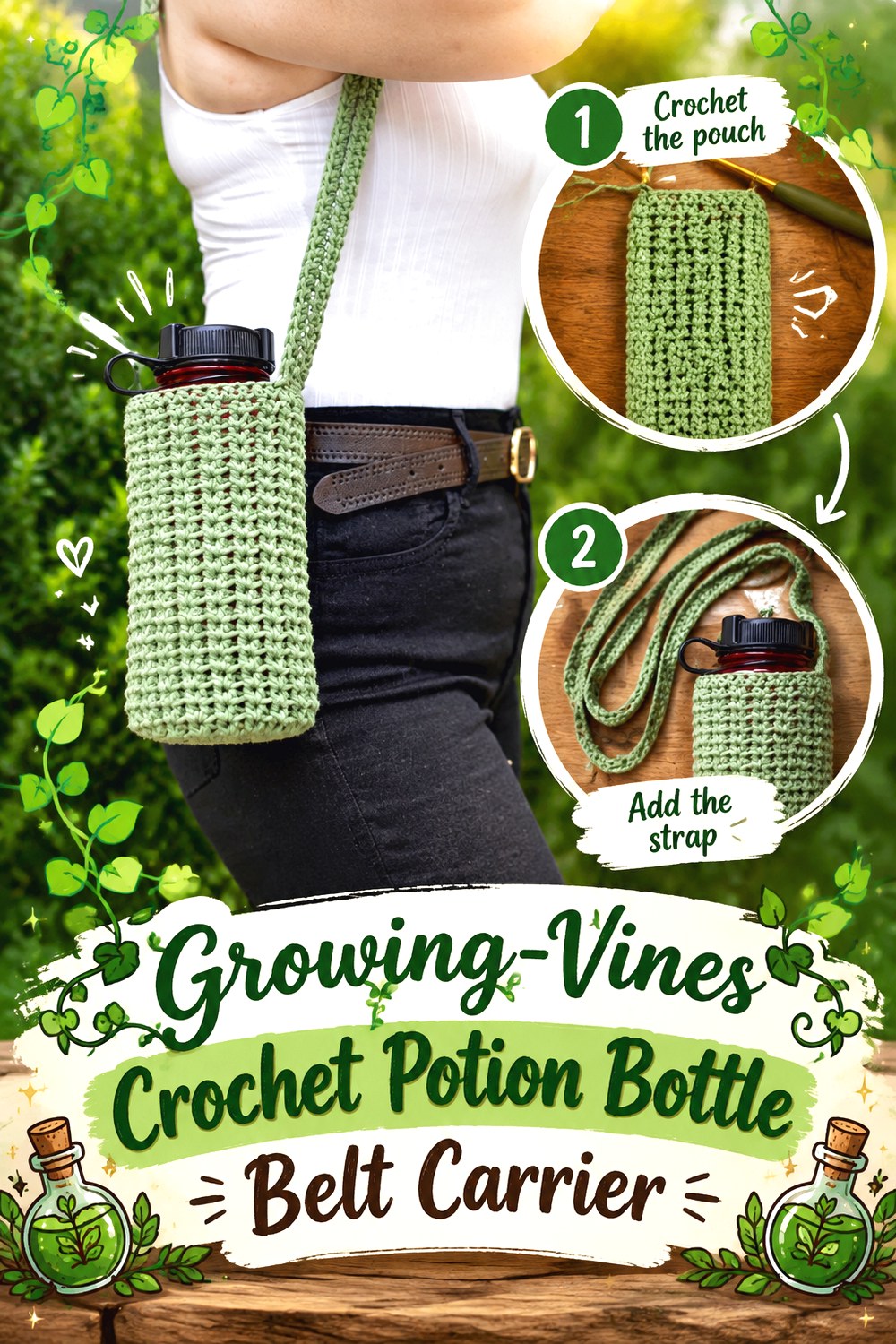 Growing Vines Crochet Potion Bottle Belt Carrier
