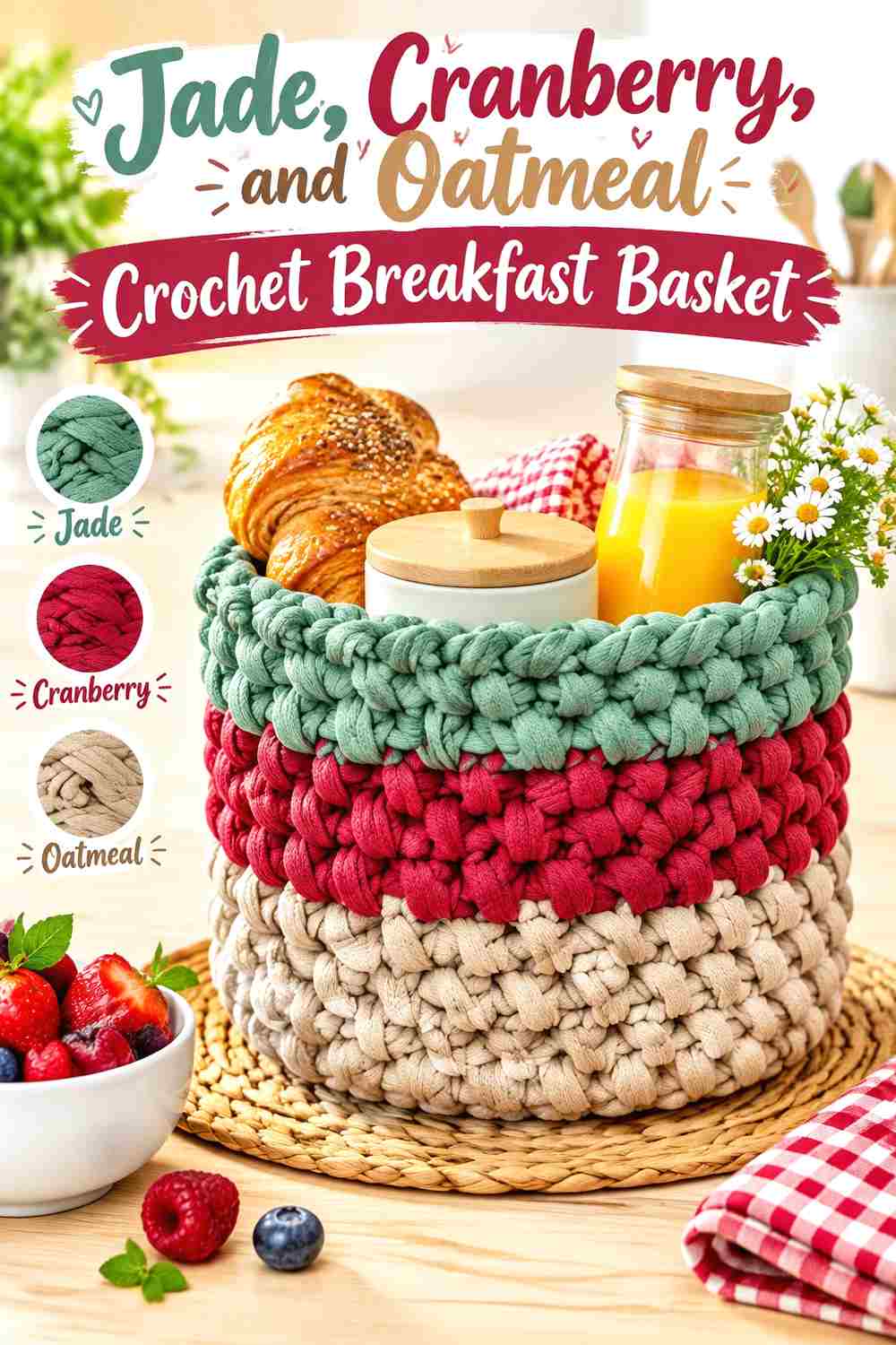 8. Jade Cranberry And Oatmeal Crochet Breakfast Basket
