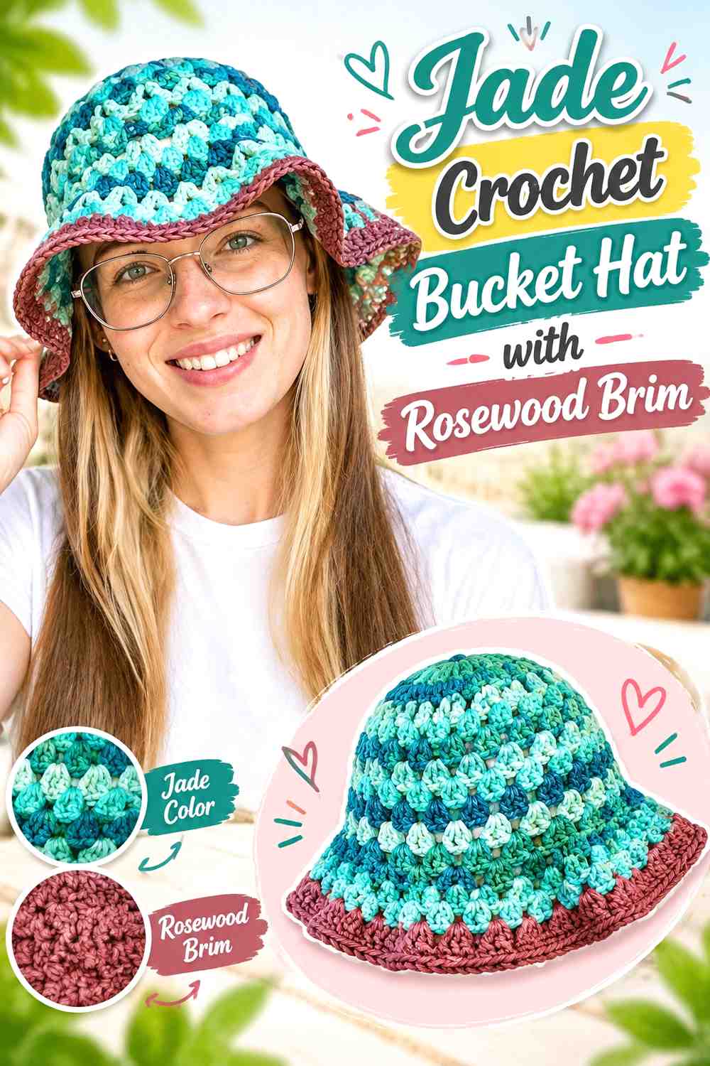 7. Jade Crochet Bucket Hat With Rosewood Brim