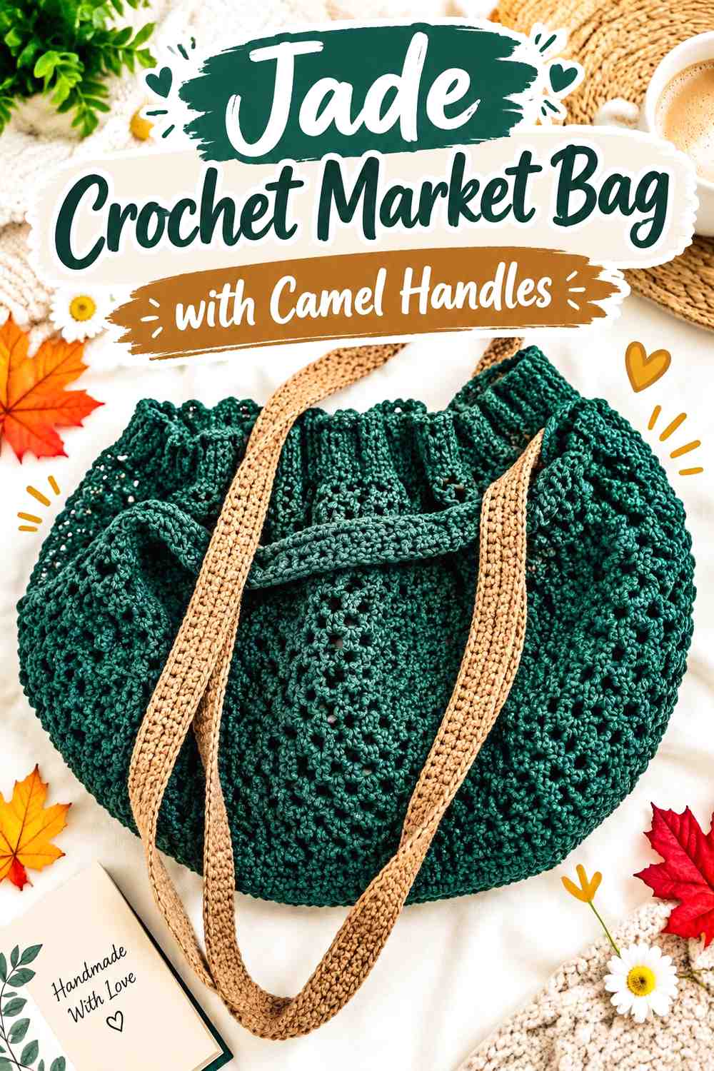 11. Jade Crochet Market Bag With Camel Handles