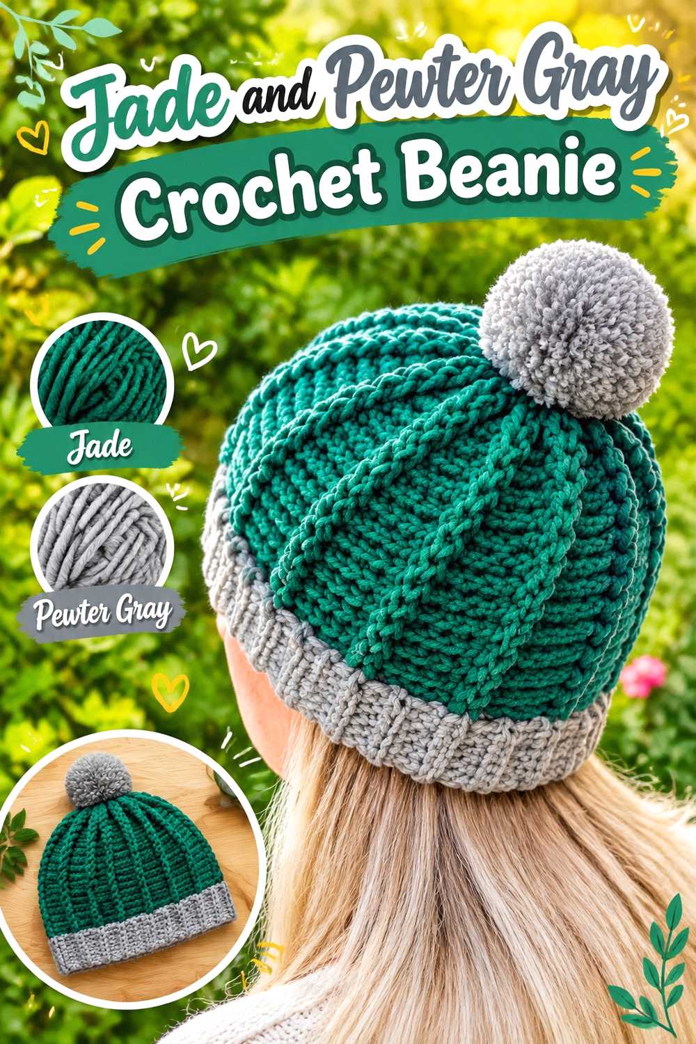 6. Jade And Pewter Gray Crochet Beanie