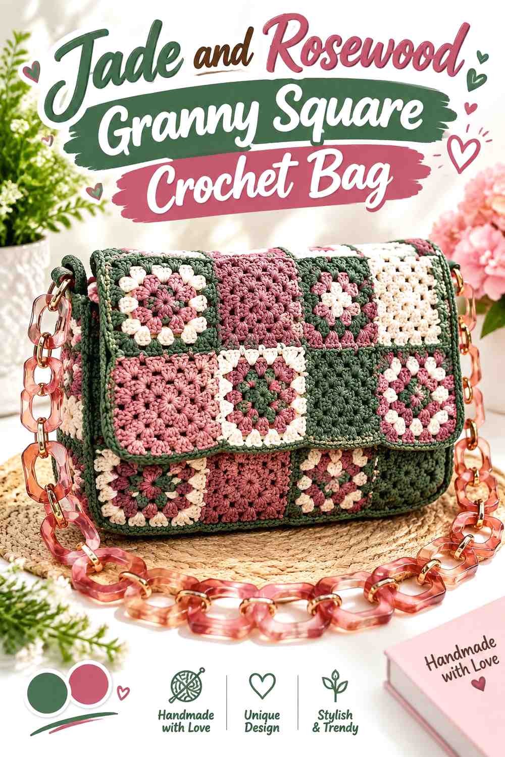 12. Jade And Rosewood Granny Square Crochet Bag