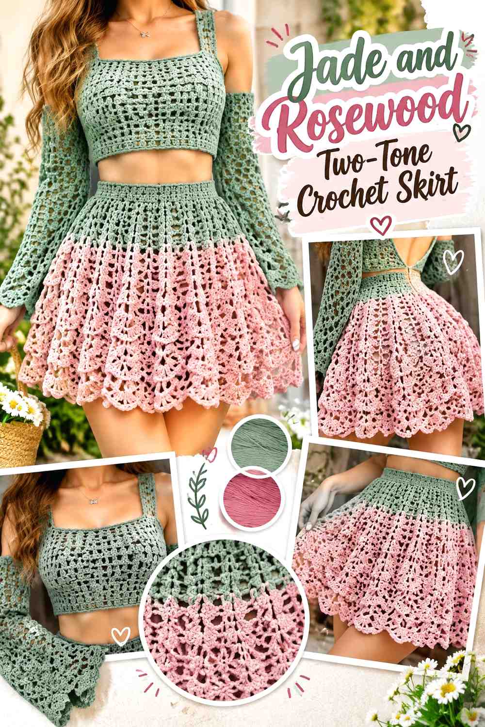 17. Jade And Rosewood Two Tone Crochet Skirt
