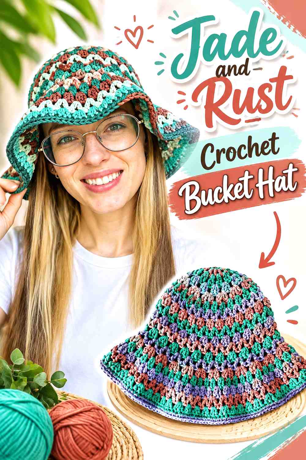 14. Jade And Rust Crochet Bucket Hat