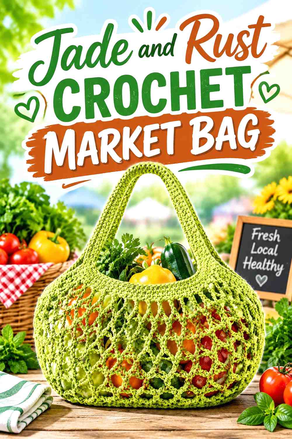 12. Jade And Rust Crochet Market Bag