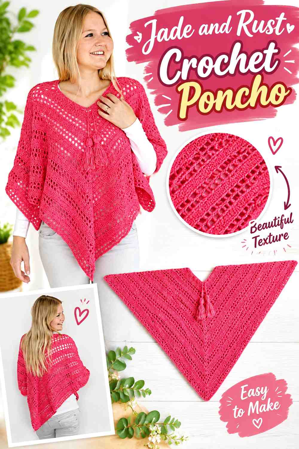 17. Jade And Rust Crochet Poncho
