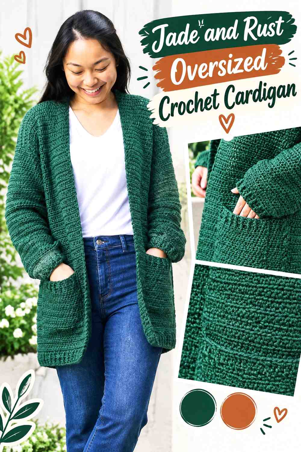 7. Jade And Rust Oversized Crochet Cardigan