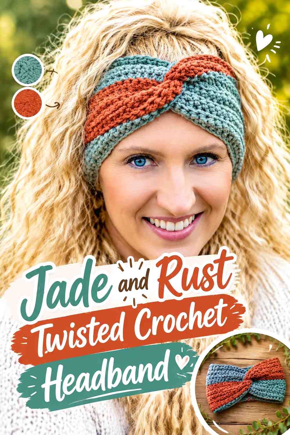 10. Jade And Rust Twisted Crochet Headband