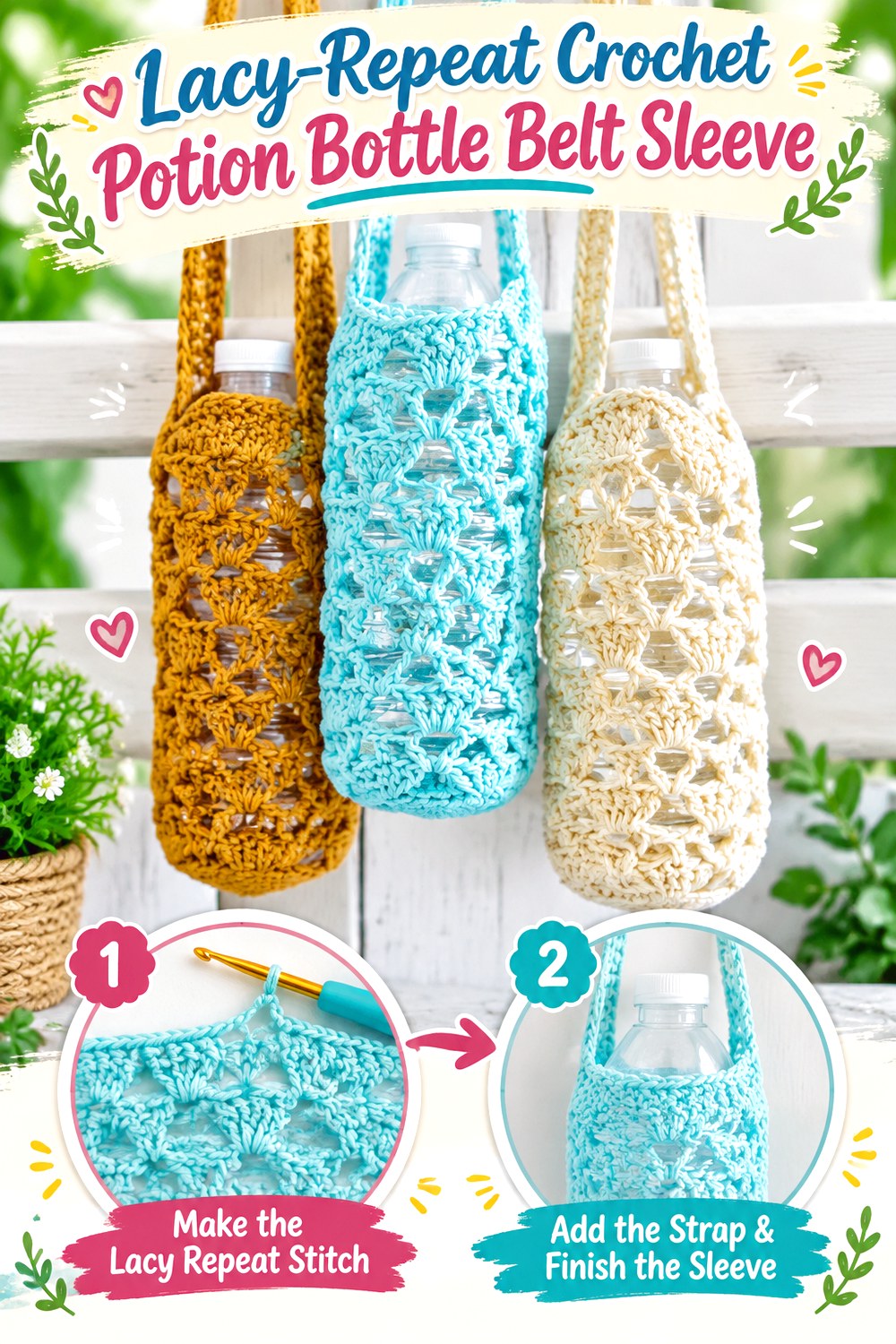 Lacy Repeat Crochet Potion Bottle Belt Sleeve