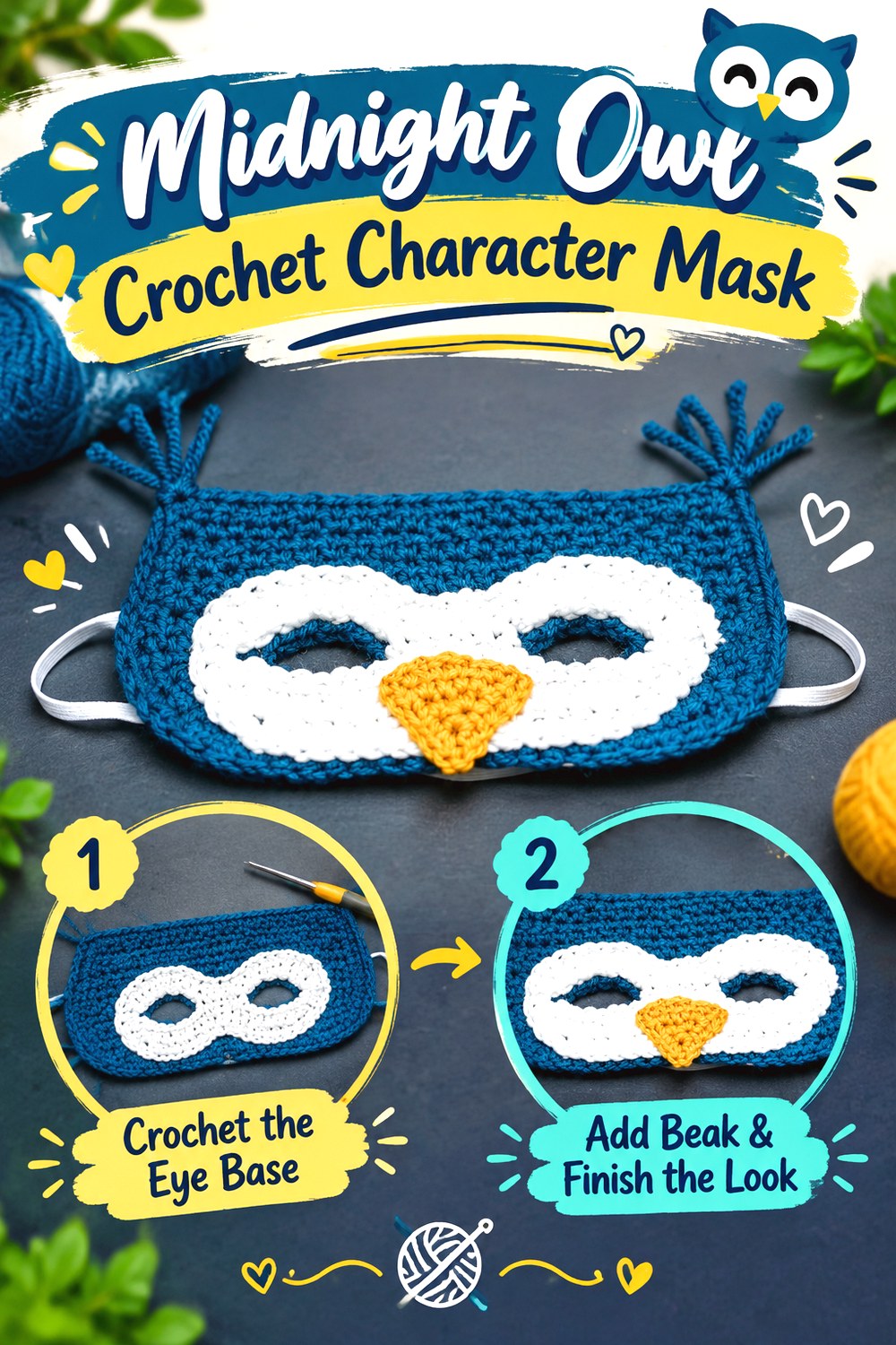 Midnight Owl Crochet Character Mask