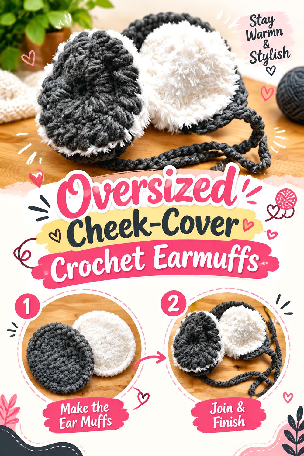 Oversized Cheek Cover Crochet Earmuffs