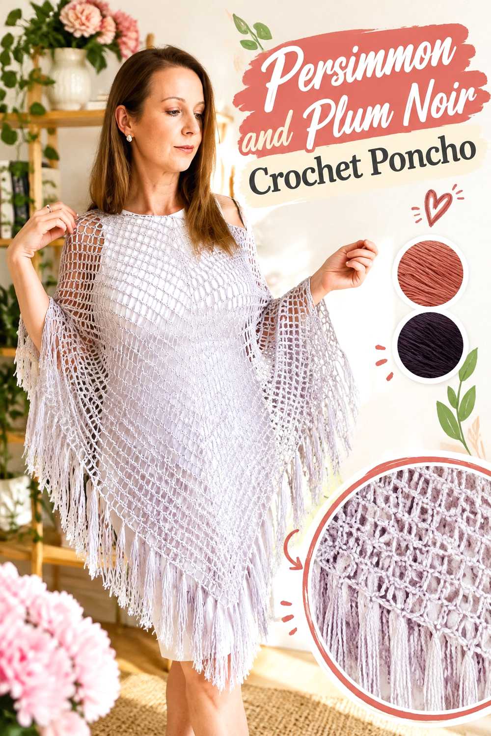 4. Persimmon And Plum Noir Crochet Poncho