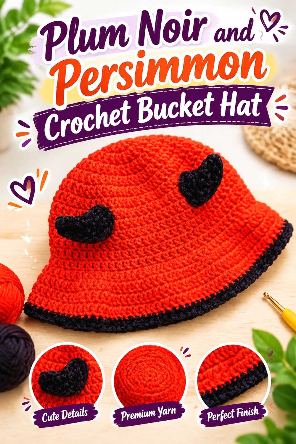 11. Plum Noir And Persimmon Crochet Bucket Hat